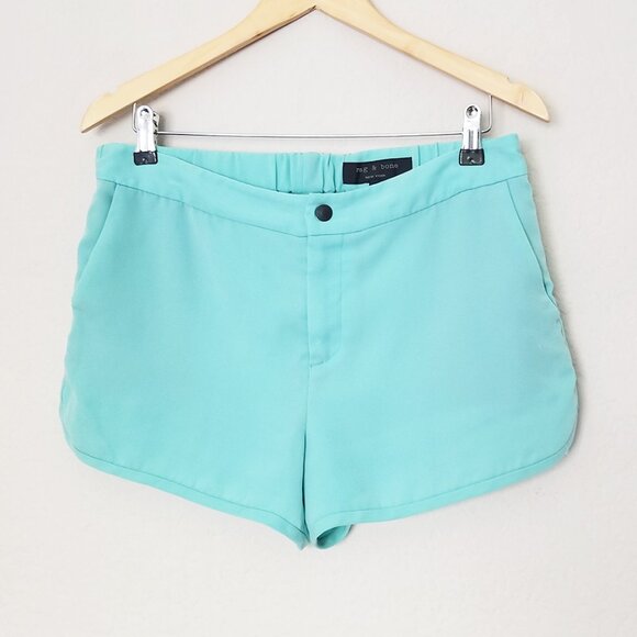 Rag & Bone Jess Short in Aqua Sky Blue Size 8 $255 USA Designer Flowy Curved Hem - Picture 5 of 16